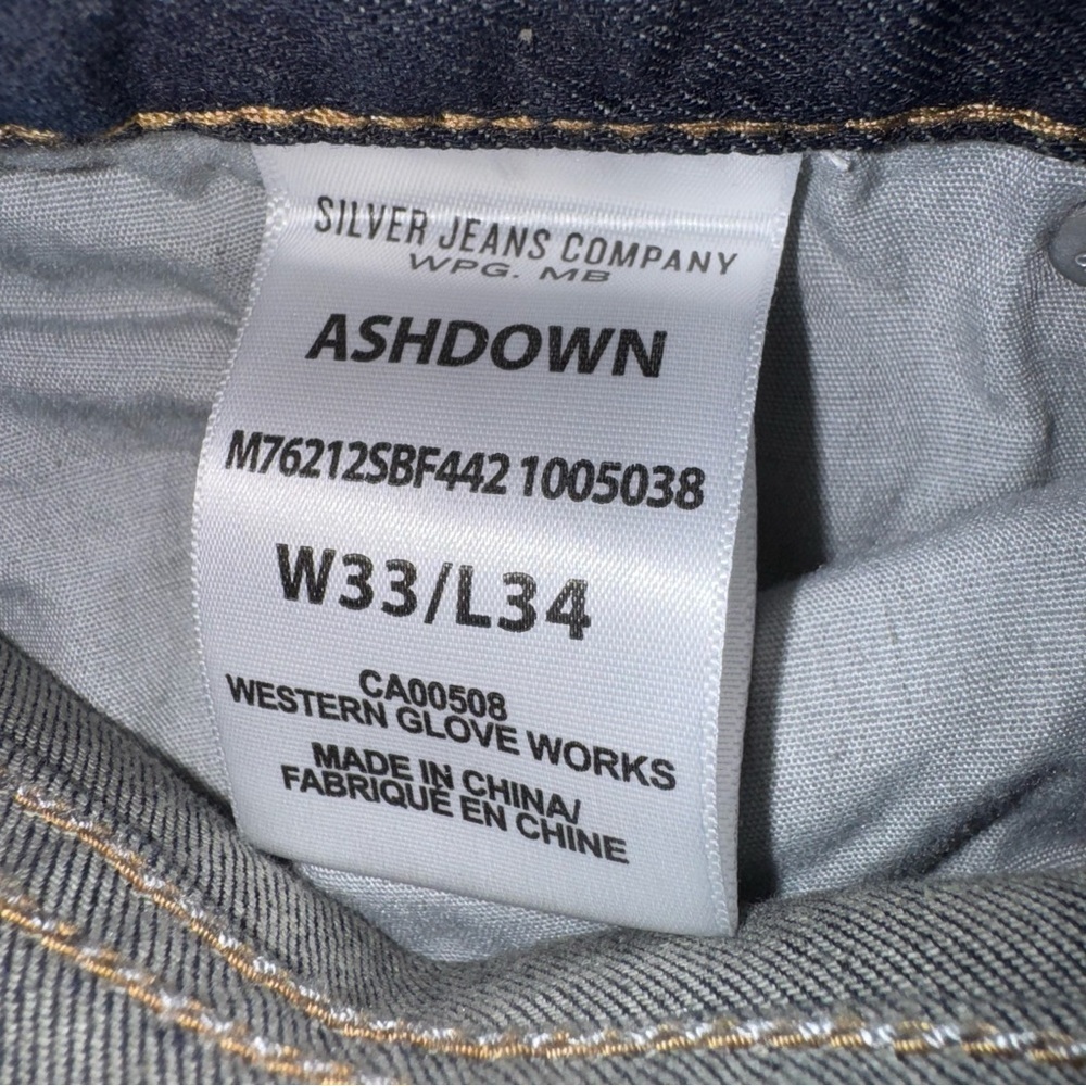 Silver Jeans Men’s Ashdown Sz 34x34 Dk Indigo Wash Slim Leg Dressy Soft Stretch View 5